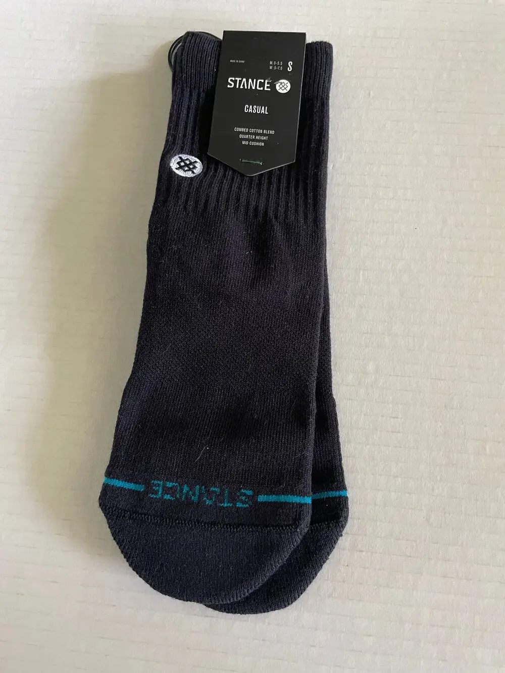 STANCE BLACK ICON QUARTER SOCKS SIZE S NEW